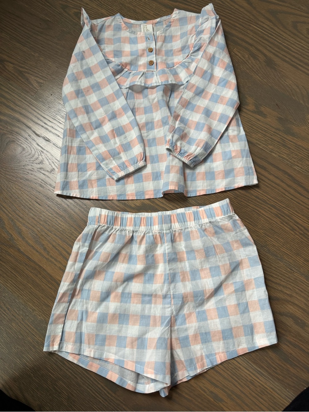H&M Girls Blue and Pink Gingham Set
